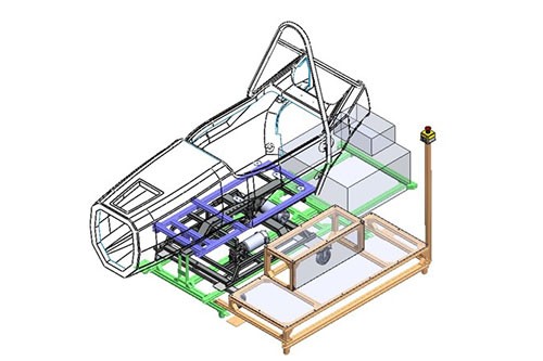 technische Zeichnung des Rennsimulators