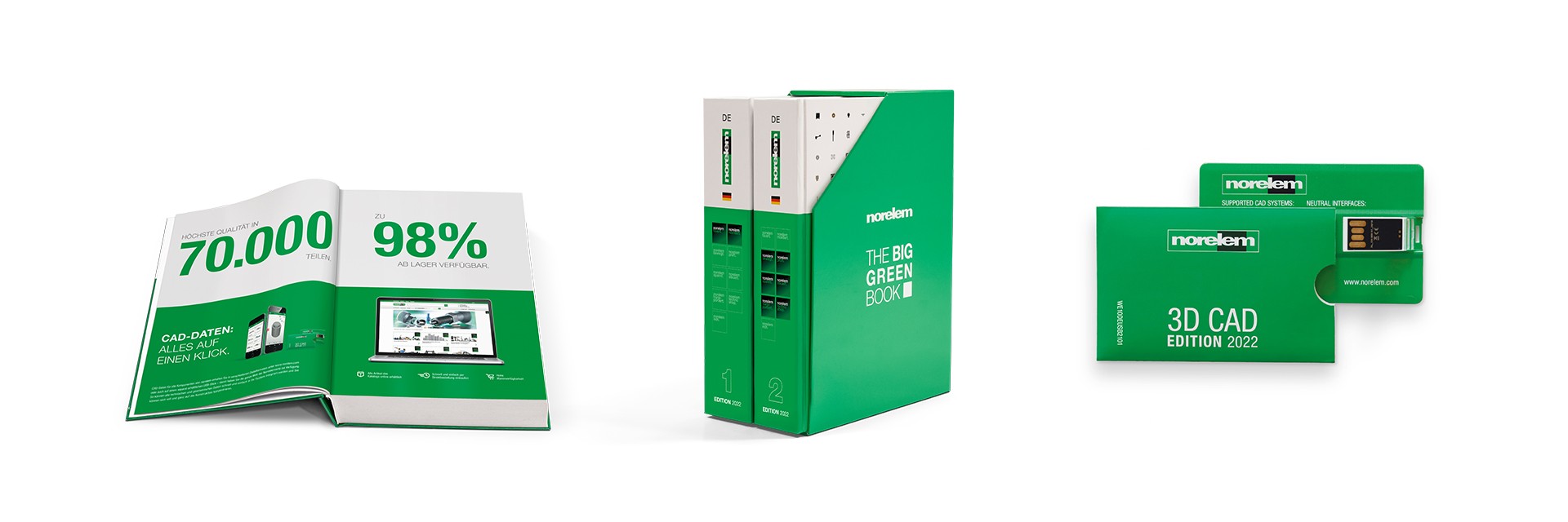 Bücher mit weiß grünem Einband mit dem Buchtitel THE BIG GREEN BOOK auf weißem Hintergrund